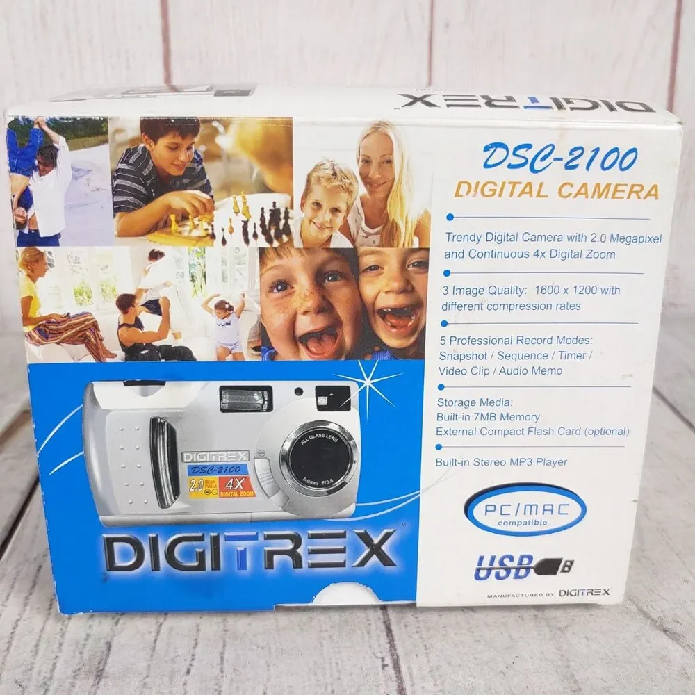 DIGITREX Model DSC-2100 - 2.1 MP Digital Camera w/ Box + Case - TESTED WORKING
